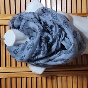 Gray amd Black Owl Loop Scarf